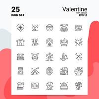 25 conjunto de iconos de san valentín 100 archivos eps 10 editables concepto de logotipo de empresa ideas diseño de icono de línea vector