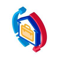 case in home with circle arrows isometric icon vector illustration