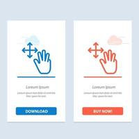 Three Finger Gestures Hold  Blue and Red Download and Buy Now web Widget Card Template vector