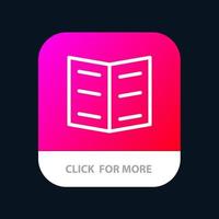 Book Bookmark Education Mobile App Button Android and IOS Line Version vector