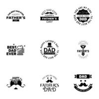 9 Black Happy Fathers Day Design Collection A set of twelve brown colored vintage style Fathers Day Designs on light background Editable Vector Design Elements