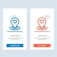 Location Map Location Finder Pin Heart  Blue and Red Download and Buy Now web Widget Card Template vector