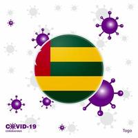 Pray For Togo COVID19 Coronavirus Typography Flag Stay home Stay Healthy Take care of your own health vector