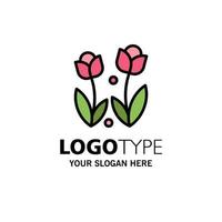 Flora Flower Nature Rose Spring Business Logo Template Flat Color vector