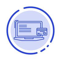 Payment Business Computer Credit Card Online Payment Blue Dotted Line Line Icon vector