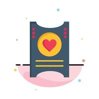 Ticket Love Heart Wedding Abstract Flat Color Icon Template vector