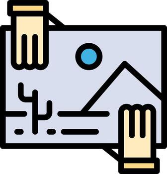 Contribution Distribution Dividend Image Photo  Flat Color Icon Vector icon banner Template