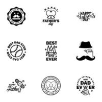 Happy Fathers Day vector hand lettering 9 Black Calligraphy illustration for greeting card festival poster etc Editable Vector Design Elements