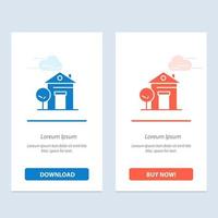 Building Home House Hotel  Blue and Red Download and Buy Now web Widget Card Template vector