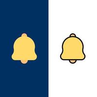 Alert Bell Notification Sound  Icons Flat and Line Filled Icon Set Vector Blue Background