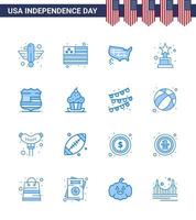 Editable Vector Line Pack of USA Day 16 Simple Blues of usa shield map trophy achievement Editable USA Day Vector Design Elements