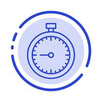 Stopwatch Clock Fast Quick Time Timer Watch Blue Dotted Line Line Icon vector