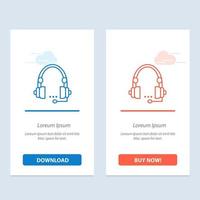 Support Call Communication Contact Headset Help Service  Blue and Red Download and Buy Now web Widget Card Template vector