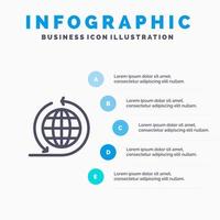 Global Business Business Network Global Line icon with 5 steps presentation infographics Background vector