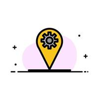 Business Location Map Gear  Business Flat Line Filled Icon Vector Banner Template