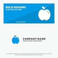 Apple Education School Study SOlid Icon Website Banner and Business Logo Template vector