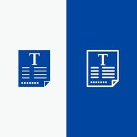 línea de fuente de póster de texto de archivo y glifo icono sólido banner azul vector