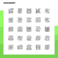 conjunto de iconos de línea de gestión conjunto 25 iconos diseño de estilo minimalista vectorial conjunto de iconos negros paquete de pictogramas lineales vector