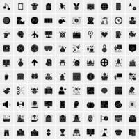 Set of 100 Universal Solid Icons vector