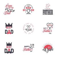 Happy fathers day card 9 Black and Pink Set Vector illustration Editable Vector Design Elements