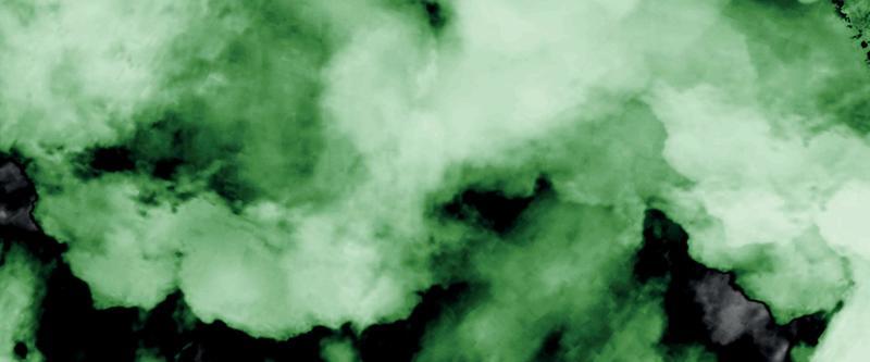 Colorful watercolor background of abstract sunset sky with puffy clouds in bright green and black color design. modern watercolor design wash aqua painted texture close up, grungy