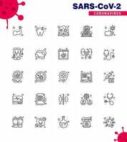 25 line viral Virus corona icon pack such as bacteria quarantine education coronavirus virus viral coronavirus 2019nov disease Vector Design Elements