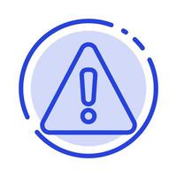 alerta peligro señal de advertencia azul línea punteada icono de línea vector