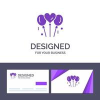 Creative Business Card and Logo template Balloon Love Wedding Heart Vector Illustration