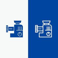 Mixer Kitchen Manual Mix Line and Glyph Solid icon Blue banner vector