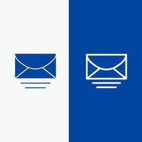 correo mensaje de correo electrónico línea global y glifo icono sólido bandera azul línea y glifo icono sólido bandera azul vector