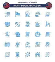 Big Pack of 25 USA Happy Independence Day USA Vector Blues and Editable Symbols of cake howitzer arch cannon usa Editable USA Day Vector Design Elements