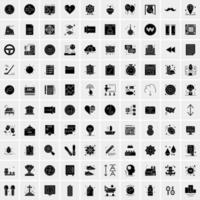 Set of 100 Universal Solid Icons vector