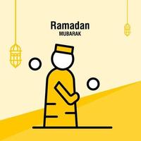 plantilla de saludo ramadan kareem media luna islámica y linterna árabe ilustración vectorial vector