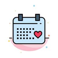 Calendar Day Love Wedding Abstract Flat Color Icon Template vector