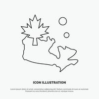 mapa canadá hoja línea icono vector