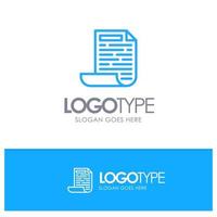 File Design Document Blue Outline Logo Place for Tagline vector