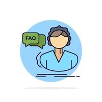 faq asistencia llamada consulta ayuda color plano icono vector