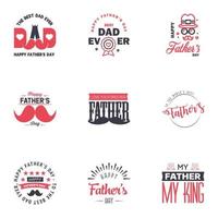 Happy fathers day greeting cards set 9 Black and Pink Vector typography lettering Usable for banners print You are the best dad text design Editable Vector Design Elements