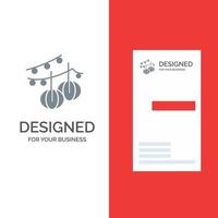 Decoration Balls Hanging Lantern Grey Logo Design and Business Card Template vector