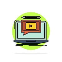 Laptop Player Screen Tutorial Video Abstract Circle Background Flat color Icon vector