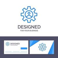 tarjeta de presentación creativa y plantilla de logotipo controles de engranaje perfil uso ilustración vectorial vector