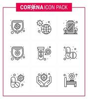 Coronavirus awareness icons 9 Line icon Corona Virus Flu Related such as elucation protection virus medical insurance staying viral coronavirus 2019nov disease Vector Design Elements