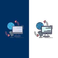 Access control monitoring remote security Flat Color Icon Vector