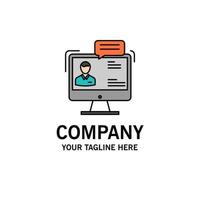 chat consultoría de negocios reunión de diálogo plantilla de logotipo de empresa en línea color plano vector