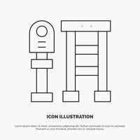 Bench Bus Station Stop Line Icon Vector