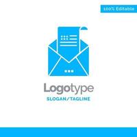 Email Envelope Greeting Invitation Mail Blue Solid Logo Template Place for Tagline vector