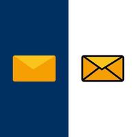 correo electrónico iconos de interfaz de usuario plano y lleno de línea conjunto de iconos vector fondo azul