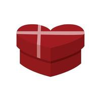 Heart shaped gift box template for valentines day or birthday. Vector illustration isolated on white background.