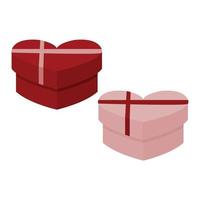 Heart shaped gift box template for valentines day or birthday. Vector illustration isolated on white background.