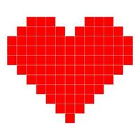 corazón de píxel rojo sobre fondo blanco vector